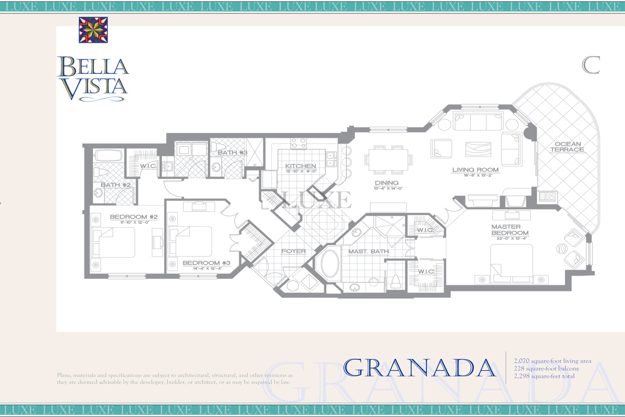 Granada Unit 03 - 2515 S Atlantic Ave - Bella Vista Floor Plans Daytona Beach Shores - The LUXE Group 386.299.4043